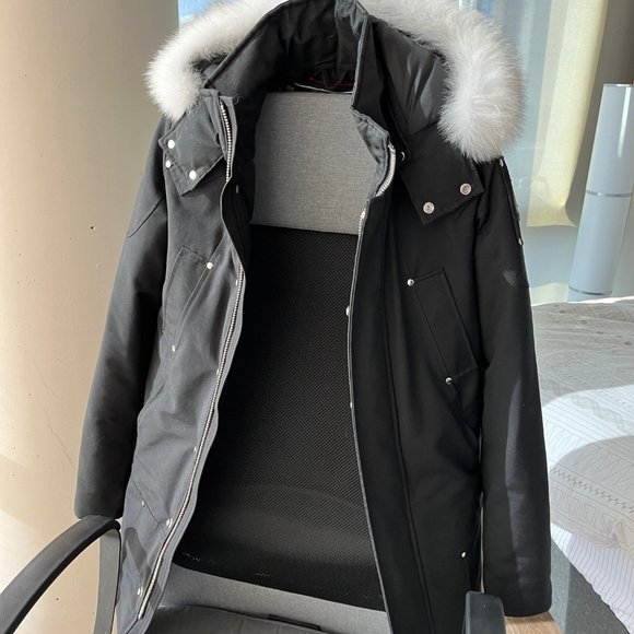 Moose Knuckles Stirling Fur Parka Size S Small (Black/White Fur) - Picture 3 of 8